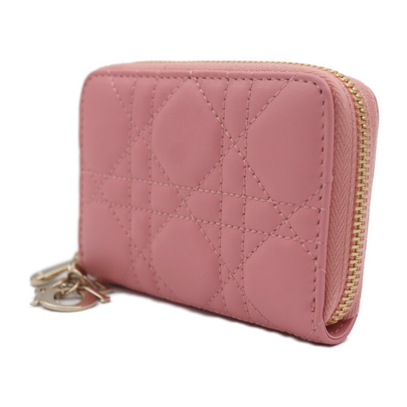 Dior Case Pink Zip Small Coin Coin Lambskin Purse - Picture 1 of 8